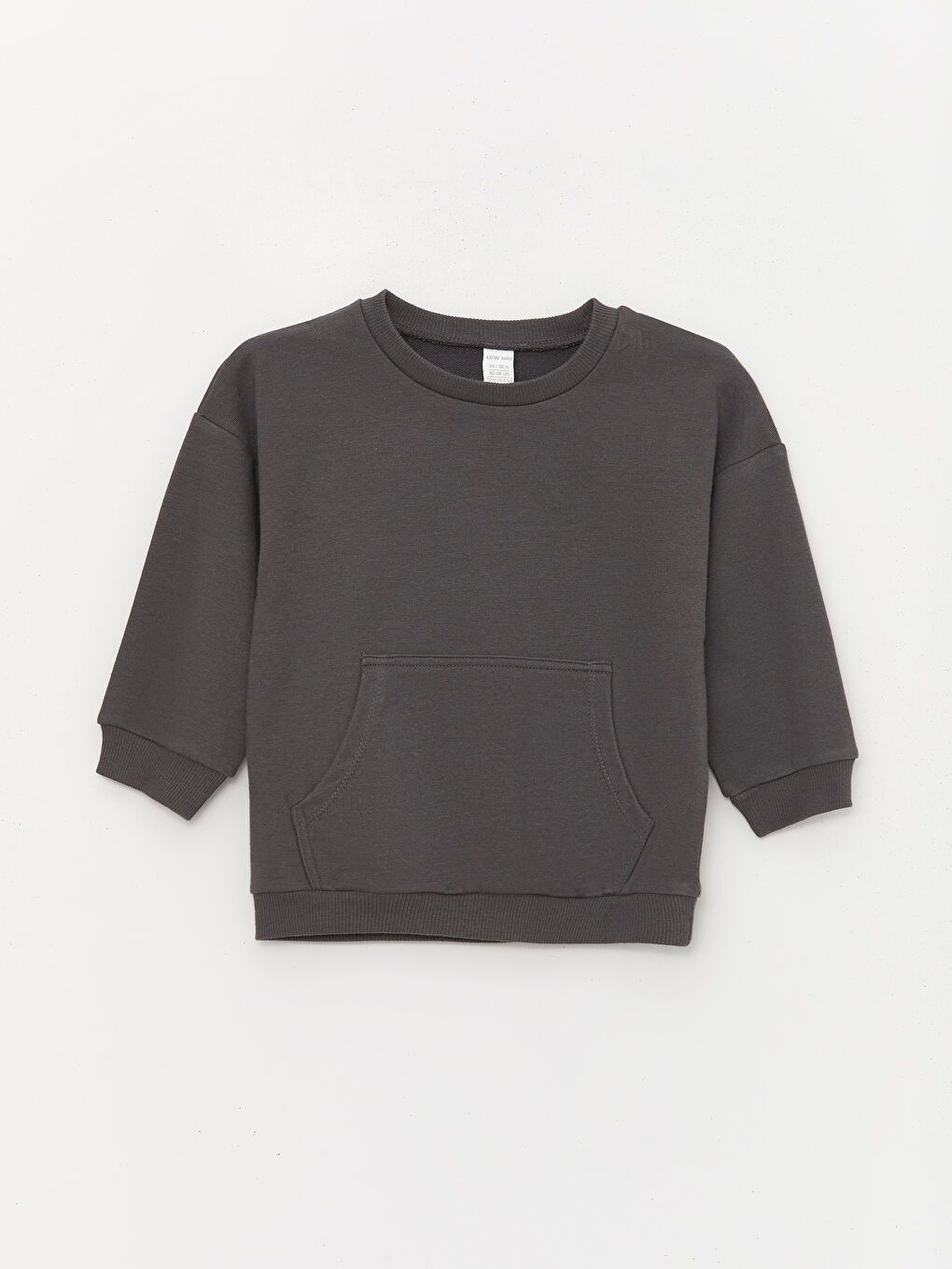 LCW baby Antrasit Bisiklet Yaka Basic Erkek Bebek Sweatshirt