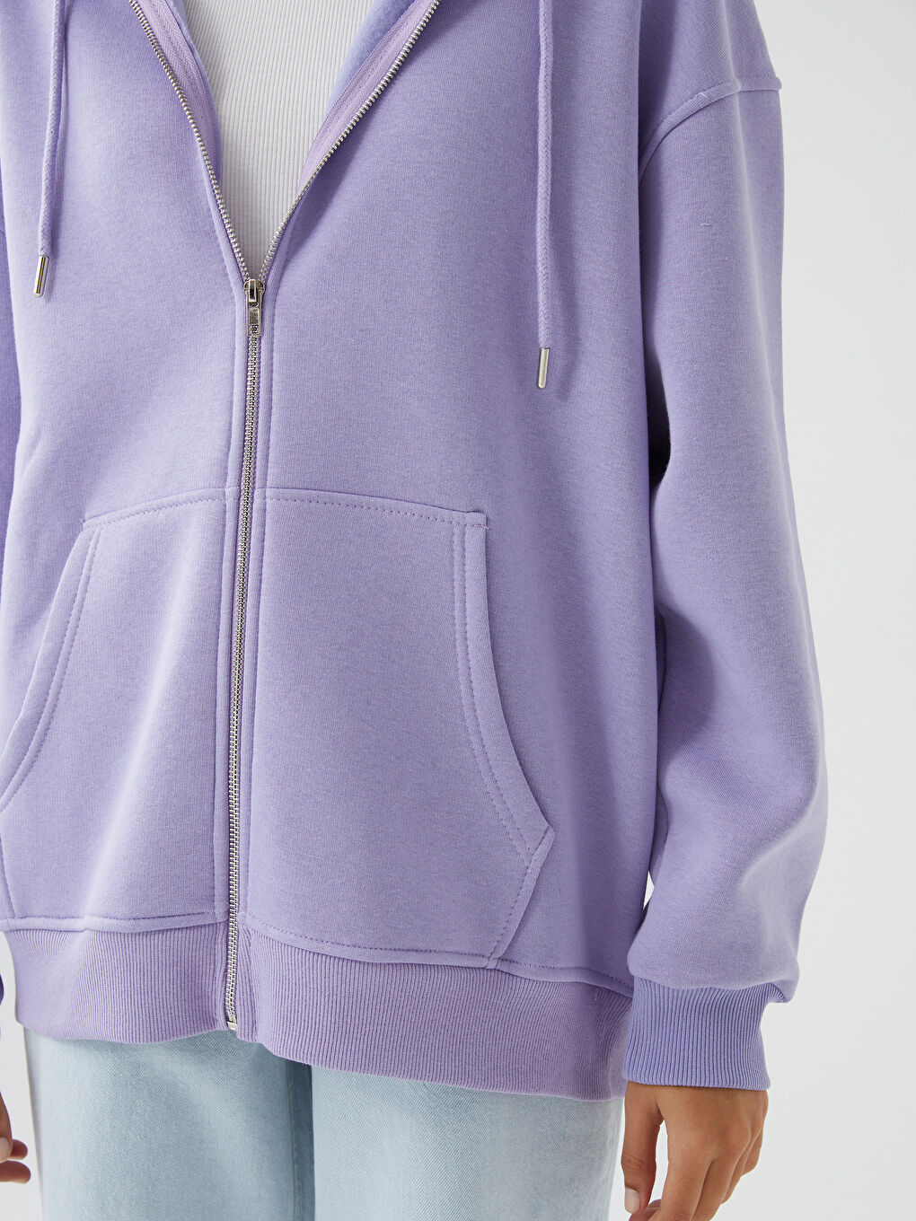 Lila Fermuarlı Kadın Sweatshirt-3