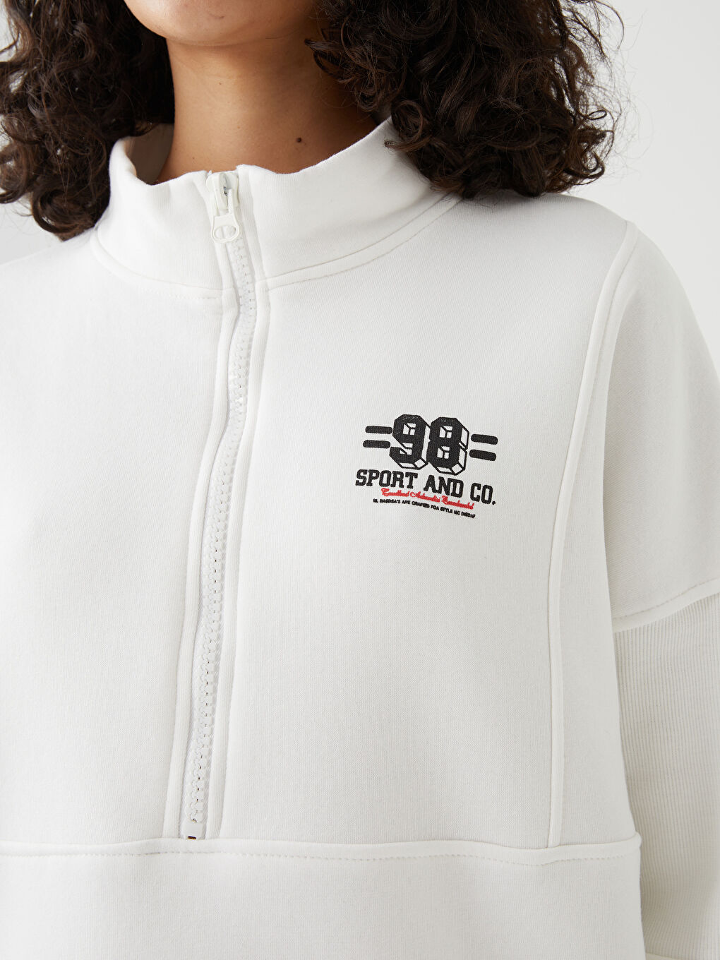 Ekru Fermuarlu Kadın Eşofman Takım-3