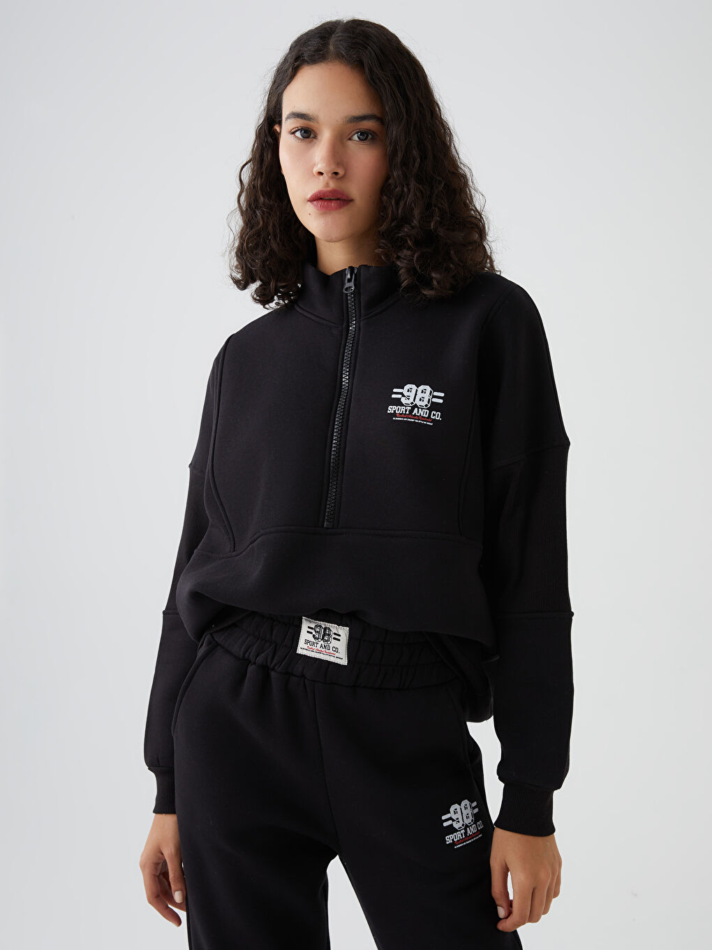 Siyah Fermuarlu Kadın Eşofman Takım-2