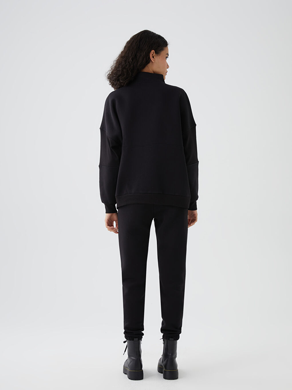 Siyah Fermuarlu Kadın Eşofman Takım-4