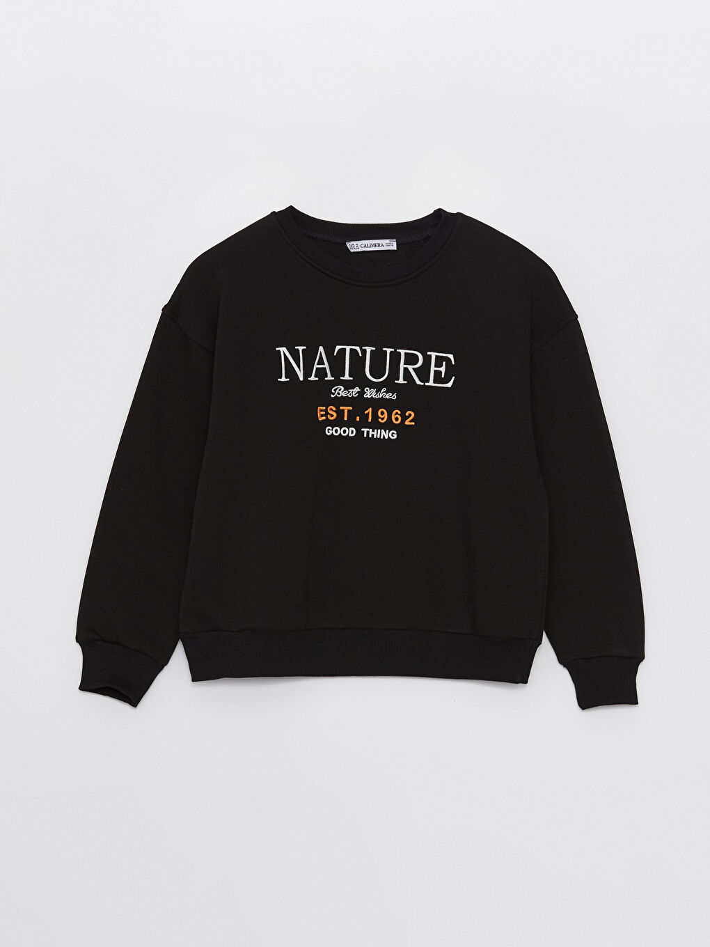 Siyah Bisiklet Yaka Kadın Sweatshirt-5