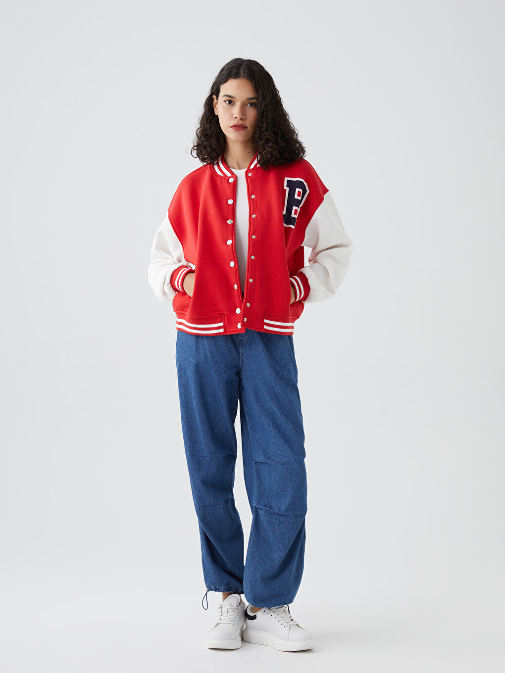 Kırmızı Baskılı Kadın Kolej Ceket-2