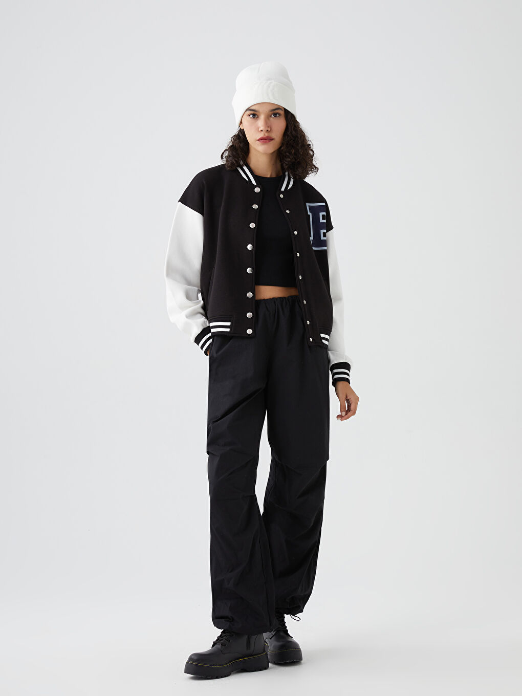 Siyah Baskılı Kadın Kolej Ceket-2