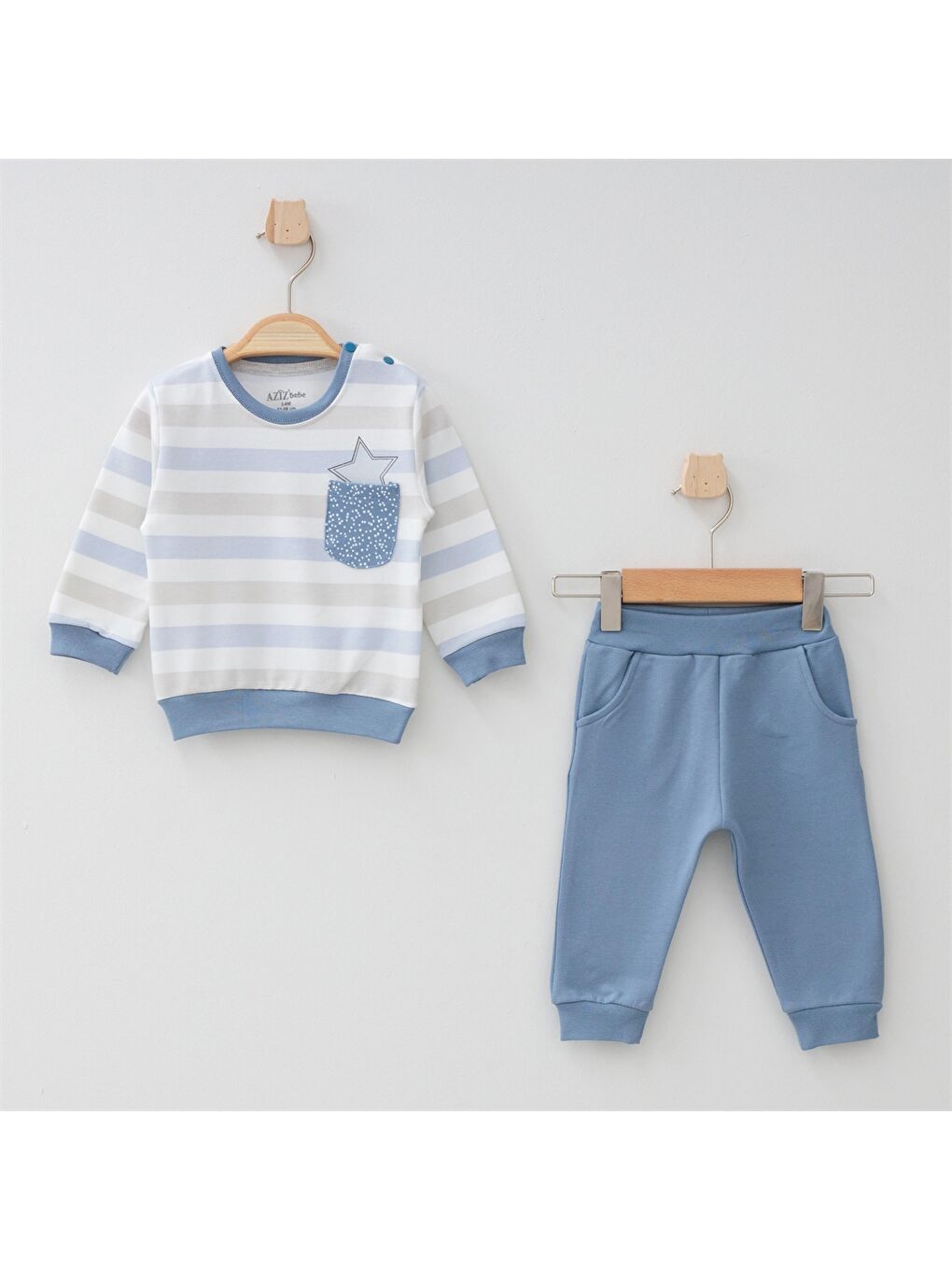 İndigo Bisiklet Yaka Uzun Kollu Baskılı Erkek Bebek 2'li Takım