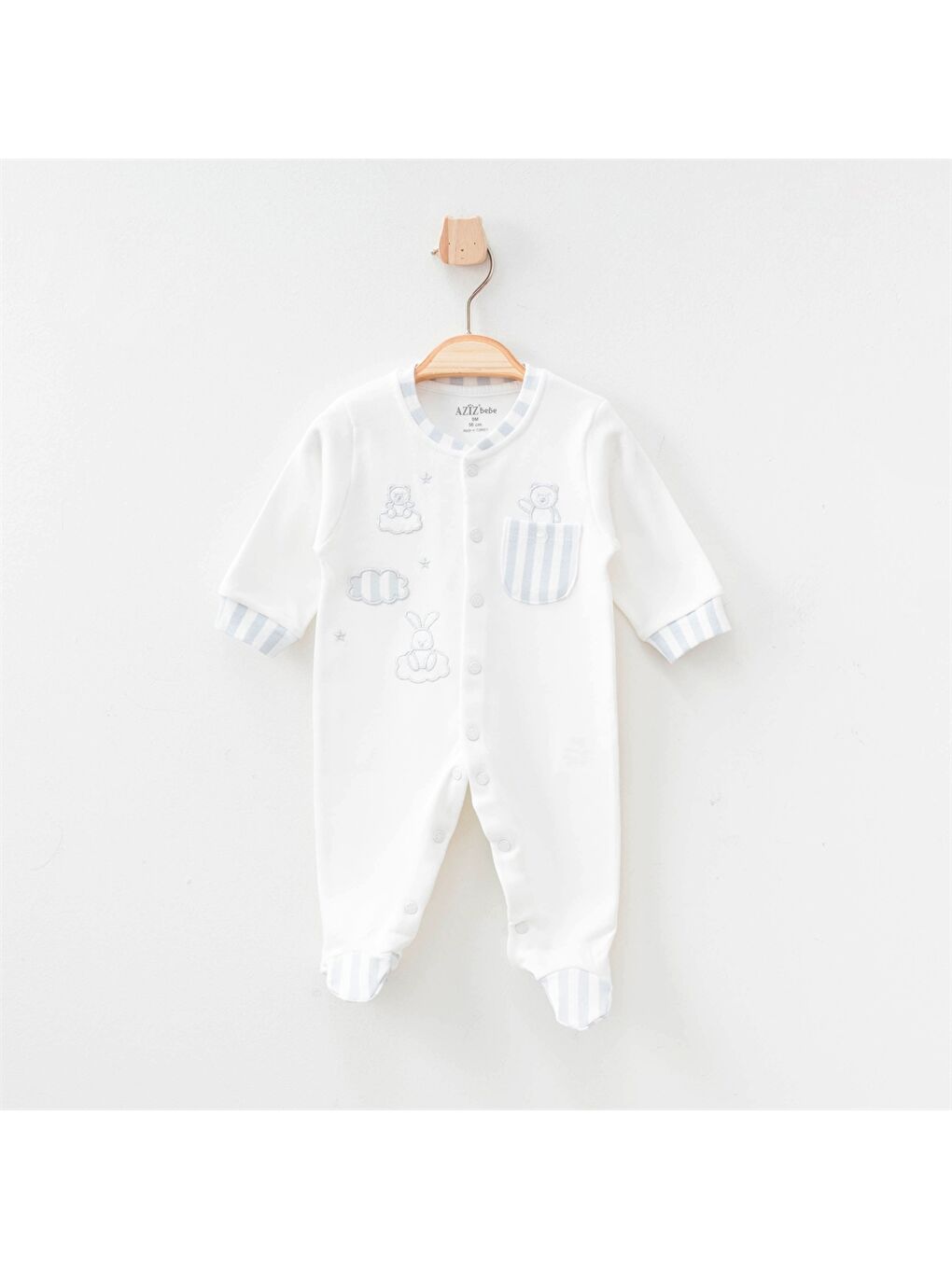 Ekru Bisiklet Yaka Uzun Kollu Erkek Bebek Tulum