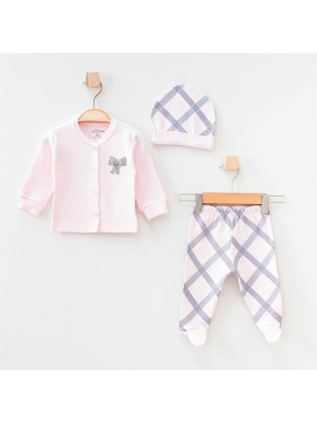 Pembe Bisiklet Yaka Uzun Kollu Kız Bebek 3'lü Takım
