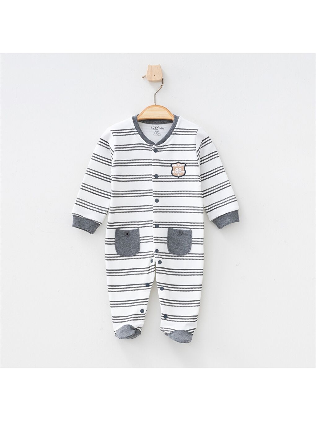 Ekru Bisiklet Yaka Uzun Kollu Erkek Bebek Tulum