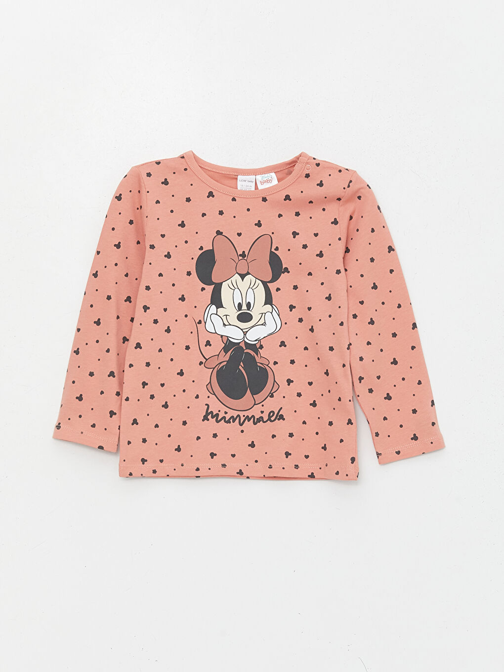 LCW baby Mat Mercan Baskılı Bisiklet Yaka Minnie Mouse Baskılı Kız Bebek Pijama Takımı - 1