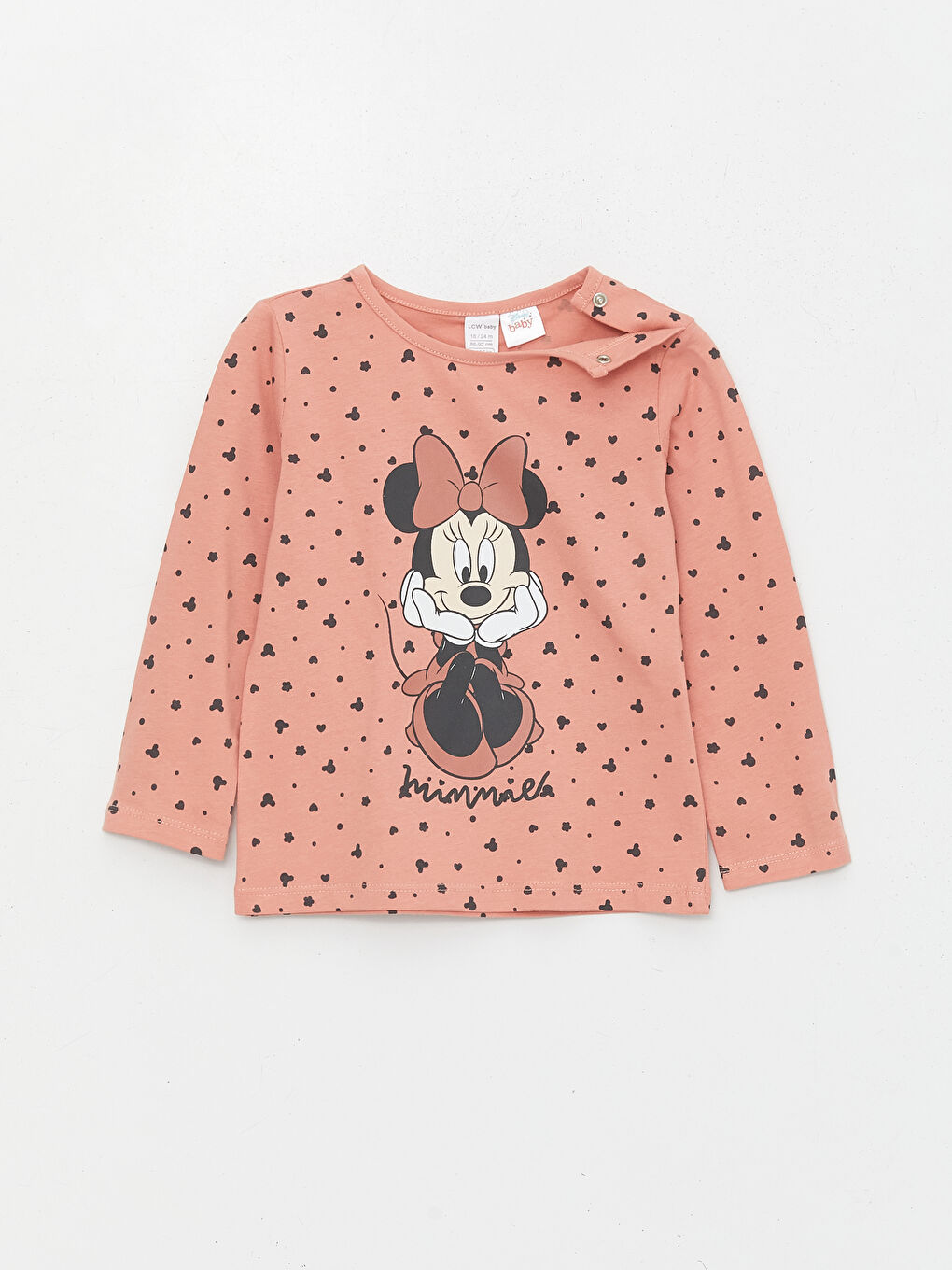 LCW baby Mat Mercan Baskılı Bisiklet Yaka Minnie Mouse Baskılı Kız Bebek Pijama Takımı - 2