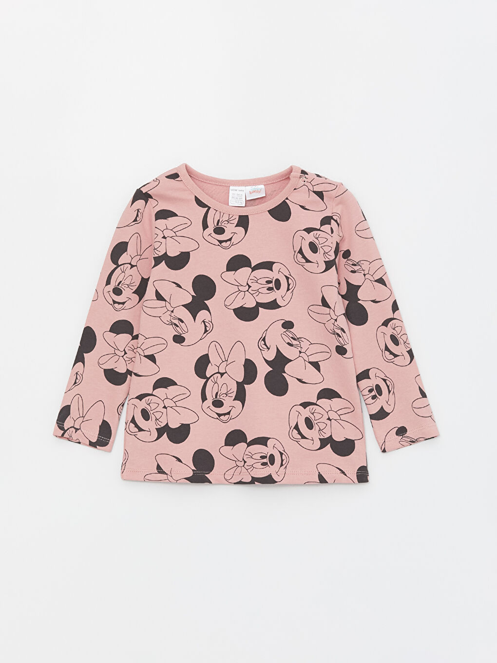 LCW baby Mat Pembe Baskılı Bisiklet Yaka Minnie Mouse Baskılı Kız Bebek Pijama Takımı - 1