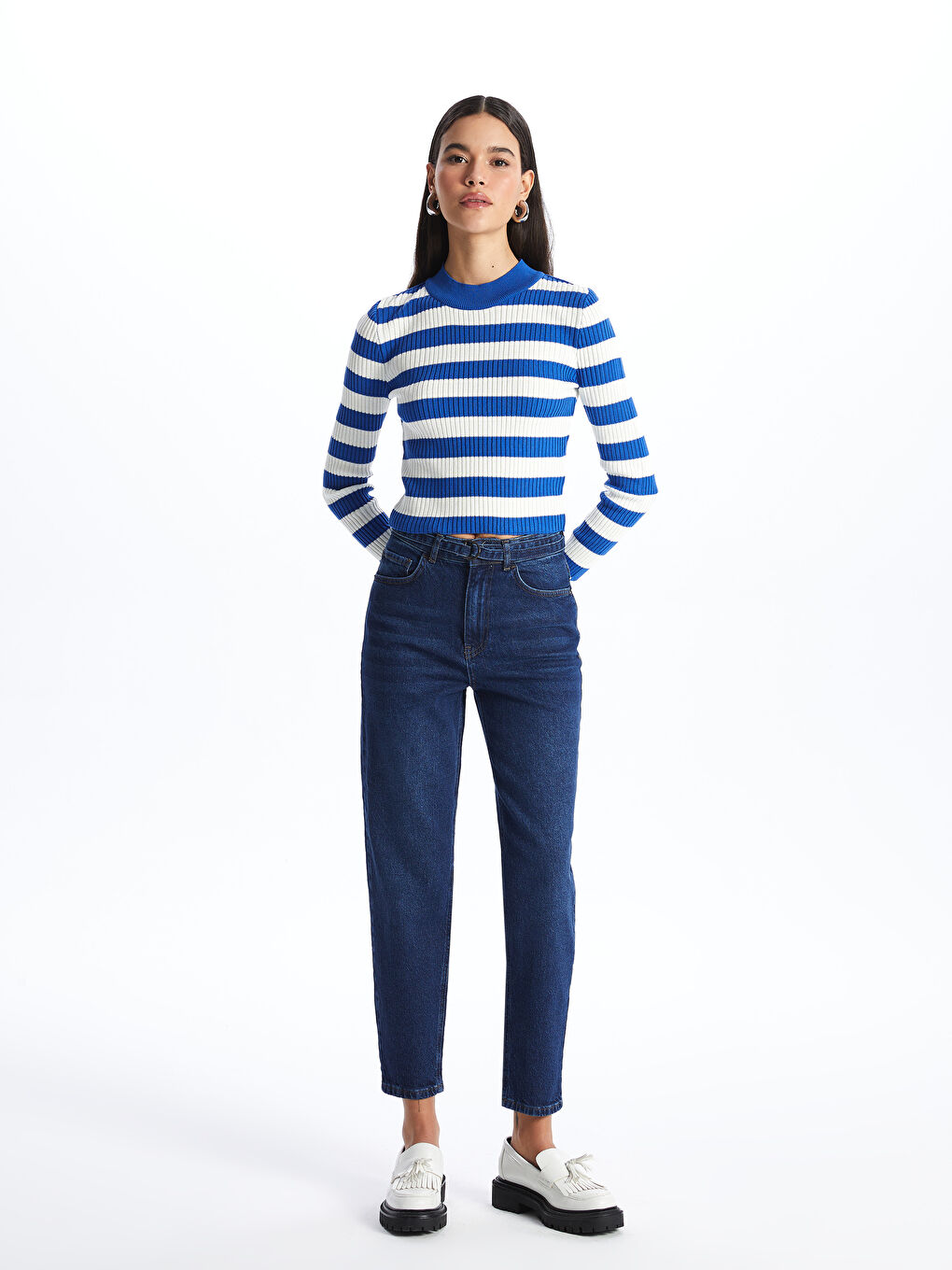 Belted Mom Fit Women's Jeans