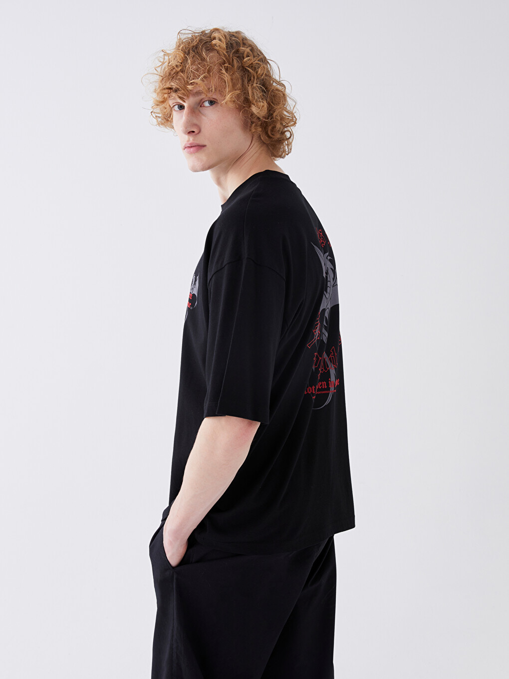 XSIDE Oversize Crew Neck Short Sleeve Printed Jersey Men's T-Shirt