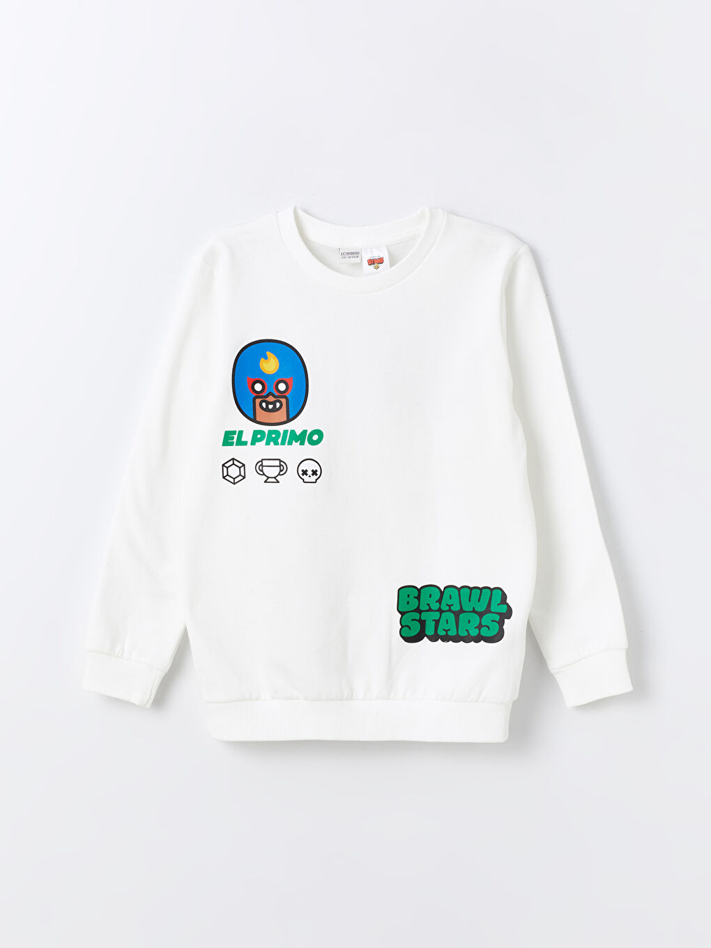 LCW Kids Ekru Bisiklet Yaka Brawl Stars Baskılı Uzun Kollu Erkek Çocuk Sweatshirt - 3