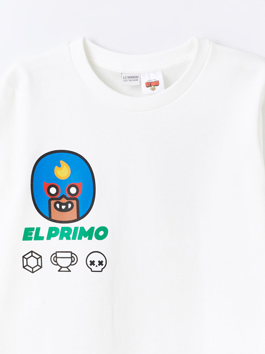 LCW Kids Ekru Bisiklet Yaka Brawl Stars Baskılı Uzun Kollu Erkek Çocuk Sweatshirt - 5