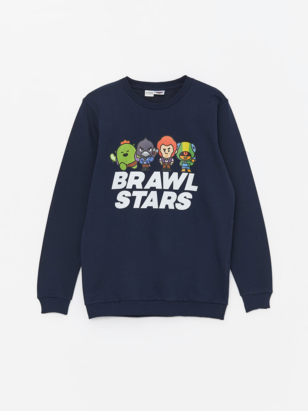 LCW Kids Yeni Lacivert Bisiklet Yaka Brawl Stars Baskılı Uzun Kollu Erkek Çocuk Sweatshirt