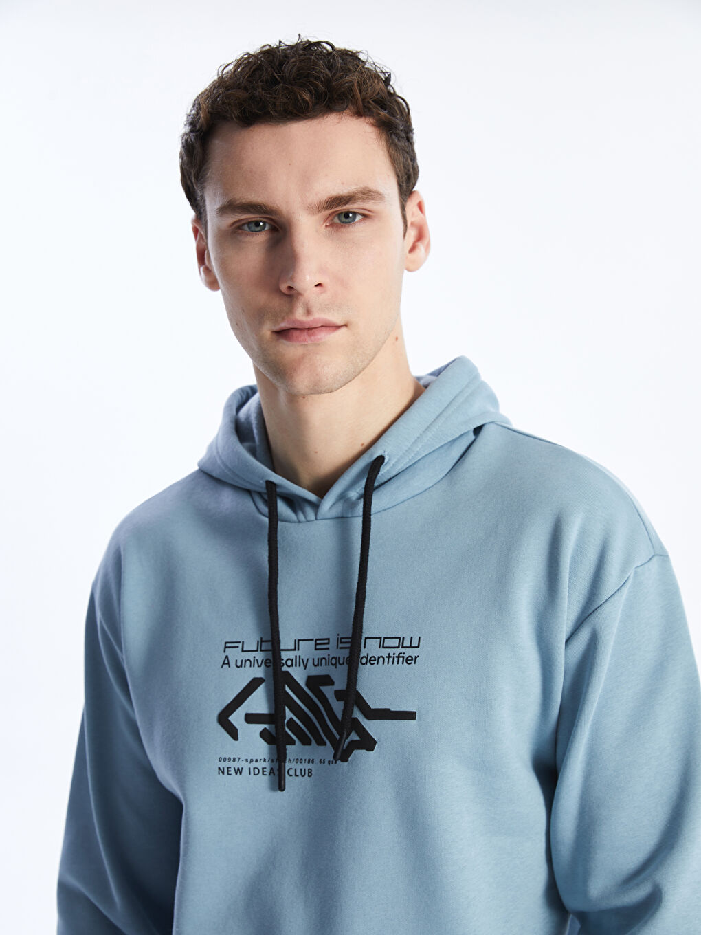 XSIDE Mat Mavi Uzun Kollu Baskılı Erkek Hoodie - 2