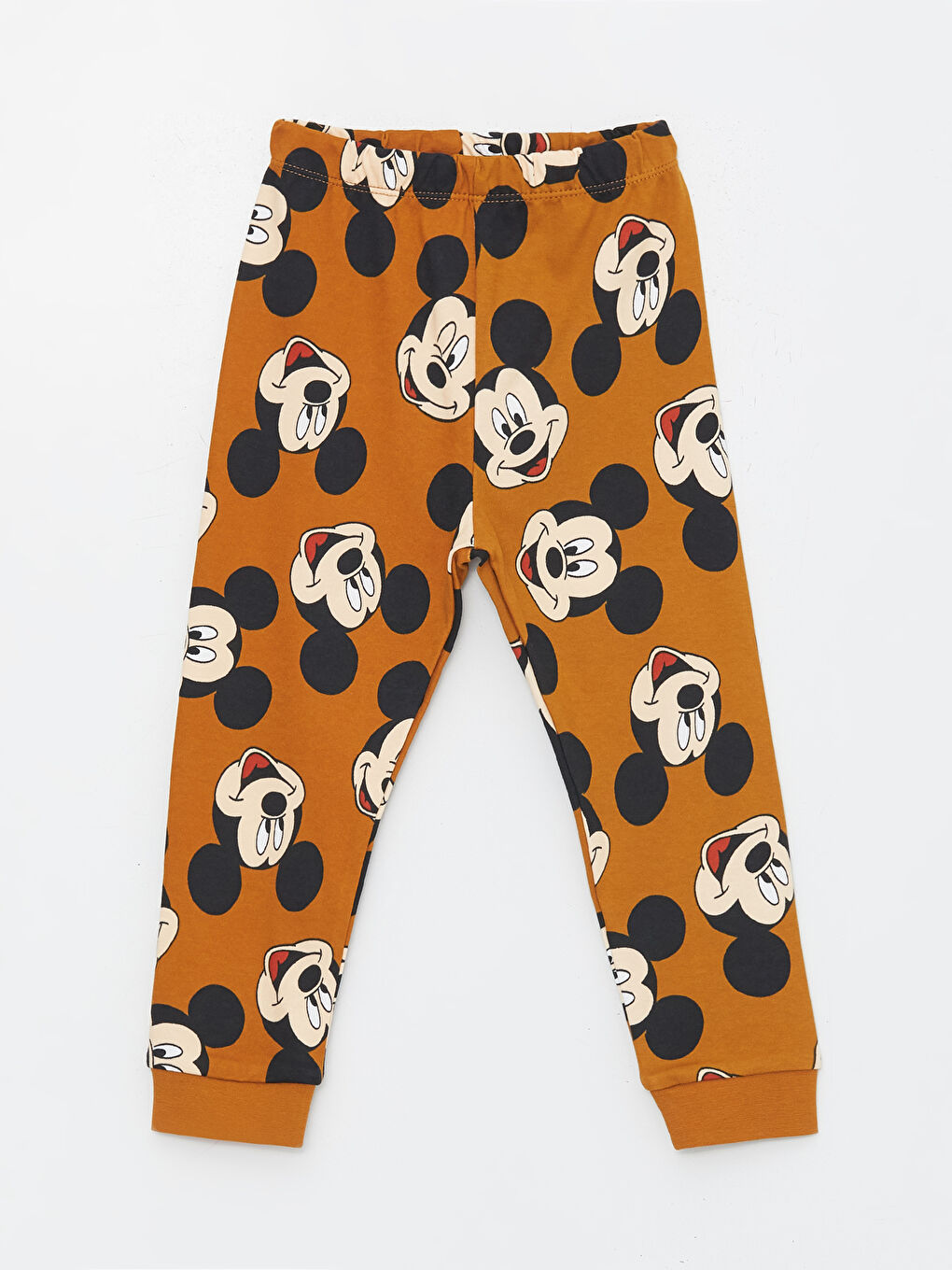 LCW baby Kahverengi Baskılı Bisiklet Yaka Mickey Mouse Baskılı Erkek Bebek Pijama Takımı - 3