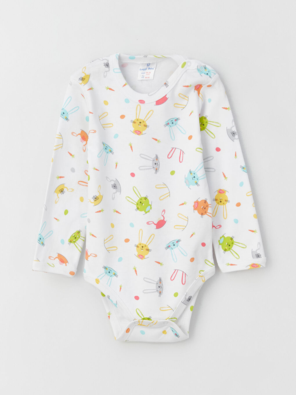 Mavi Bisiklet Yaka Baskılı Kız Bebek Çıtçıtlı Bodysuit 2'li-1