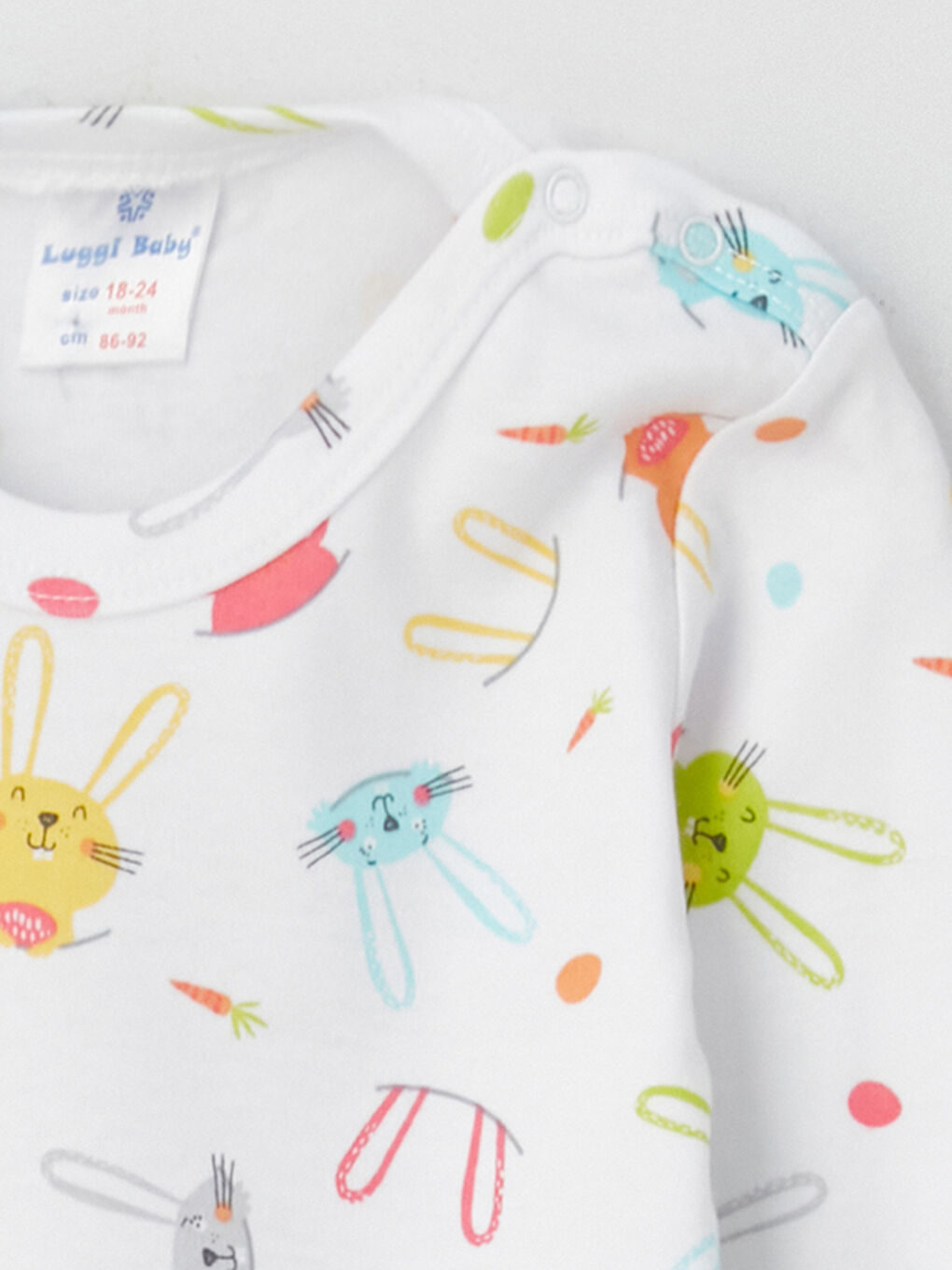 Mavi Bisiklet Yaka Baskılı Kız Bebek Çıtçıtlı Bodysuit 2'li-2