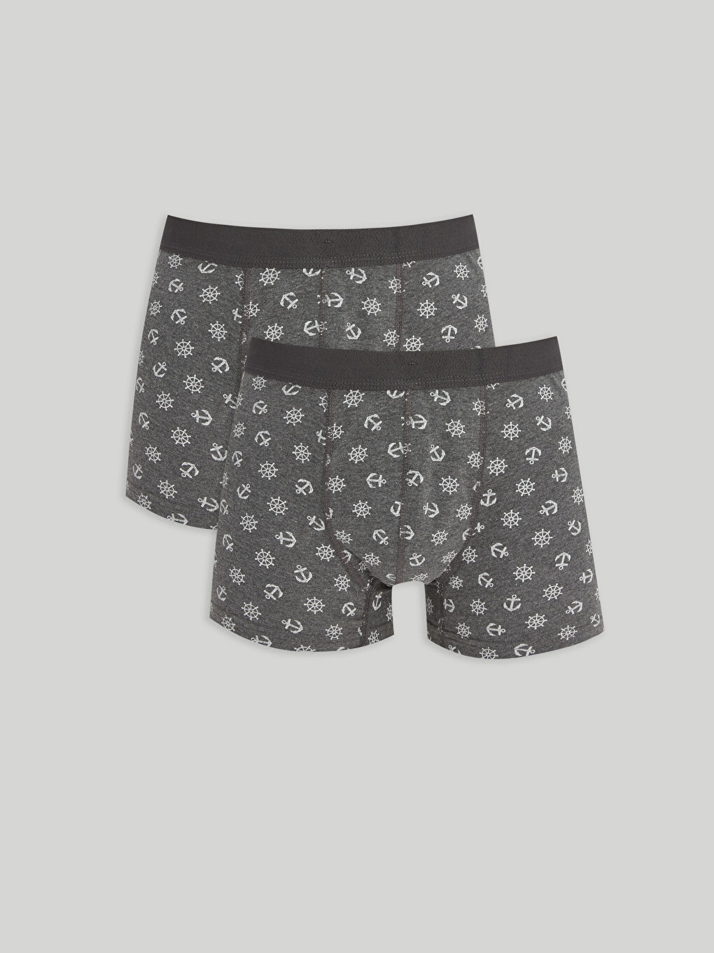 Gri Dar Kalıp Baskılı Erkek Boxer 2'li
