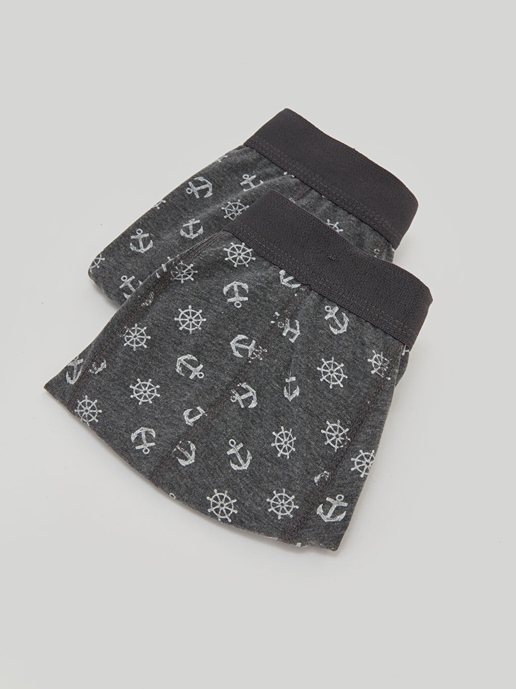 Gri Dar Kalıp Baskılı Erkek Boxer 2'li-1