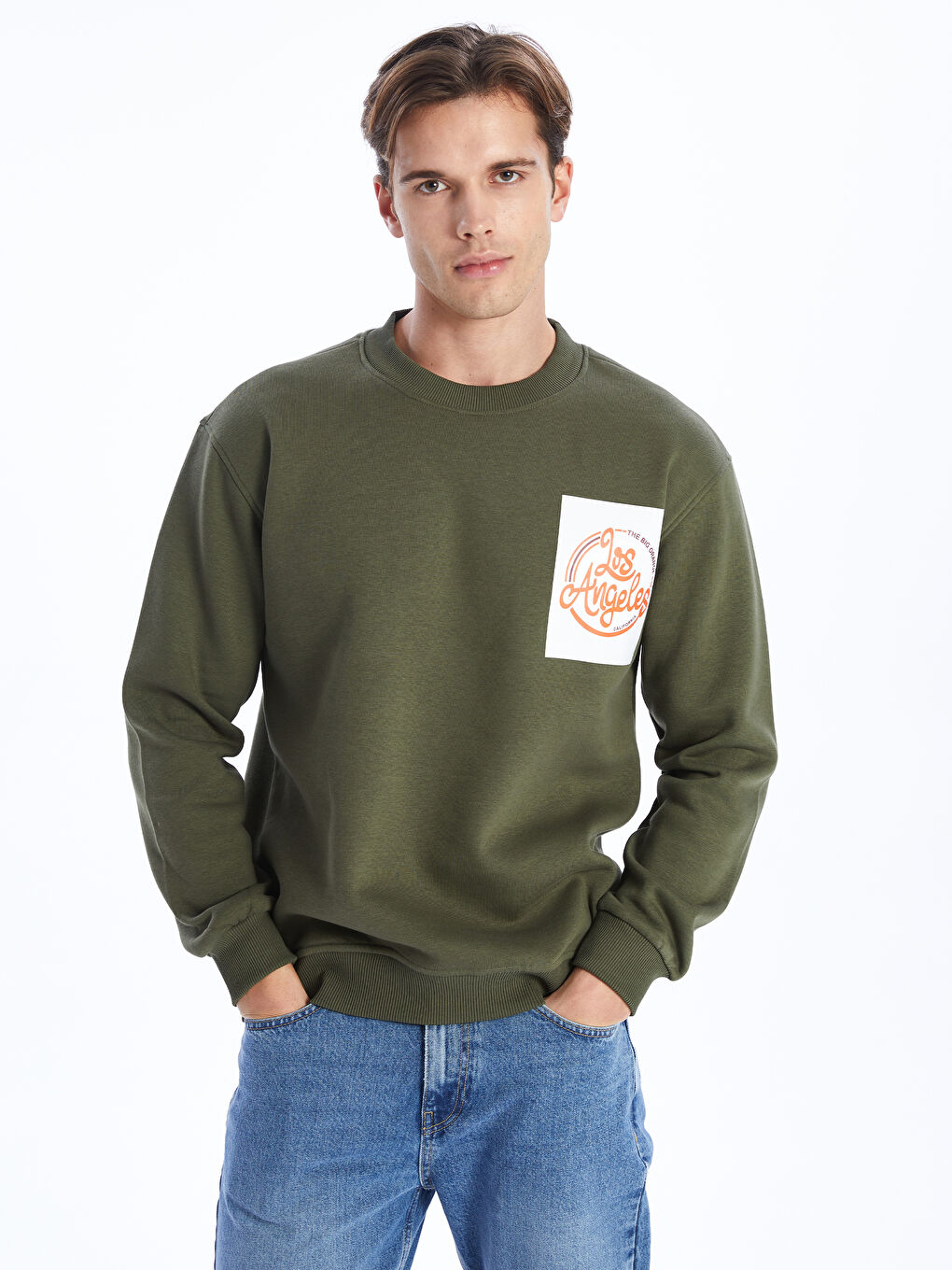 CALİMERA MODA Haki Bisiklet Yaka Uzun Kollu Erkek Sweatshirt