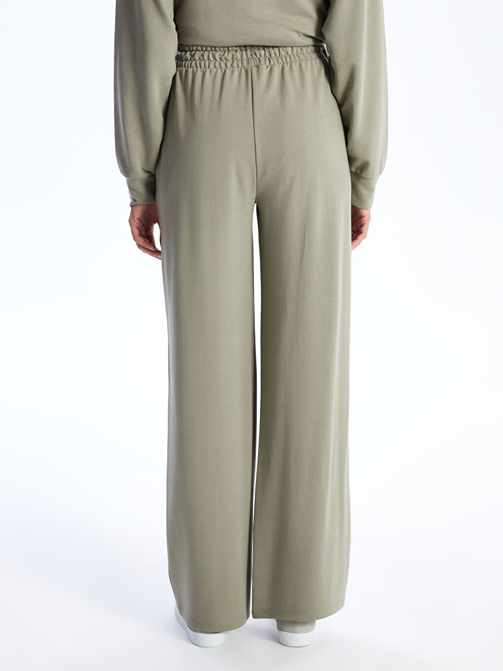 Yeşil Kadın Beli Lastikli Düz Eşofman Altı-3