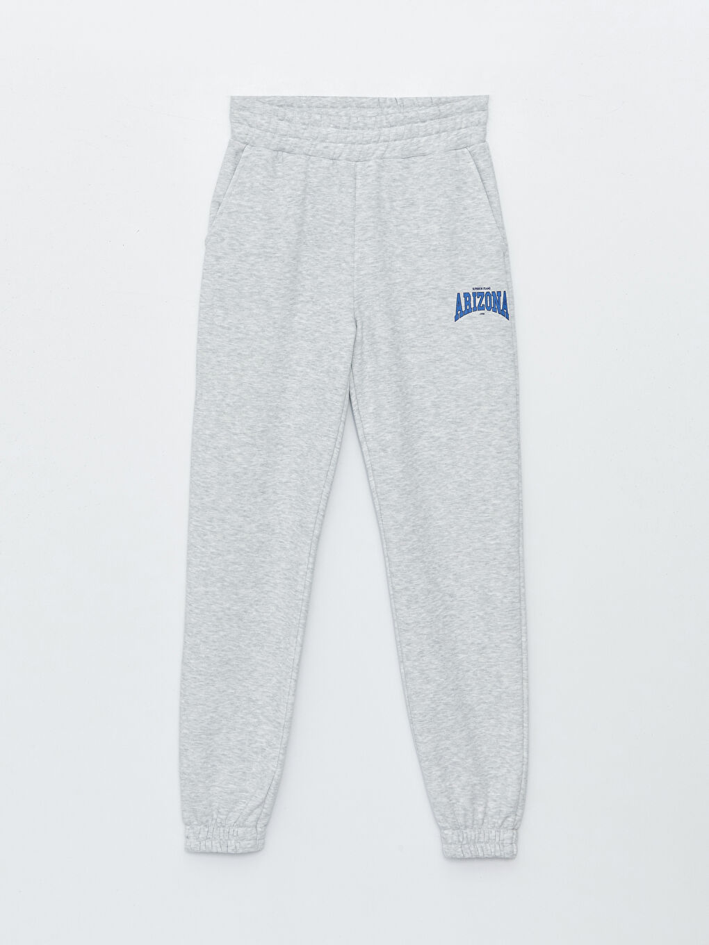 Gri Beli Lastikli Baskılı Kadın Jogger Spor Eşofman Altı-5