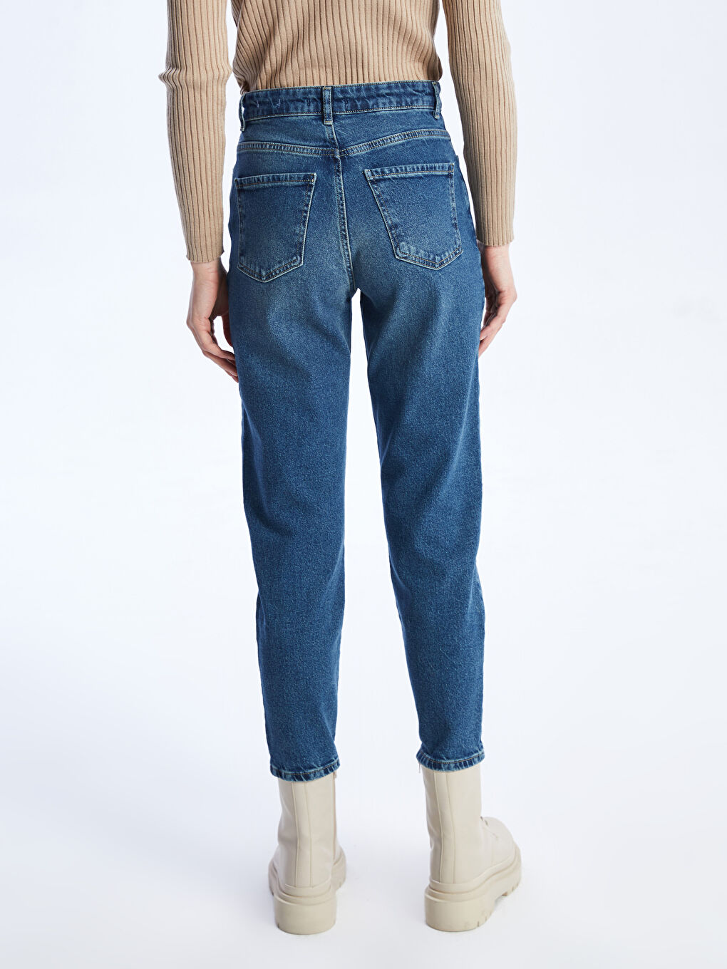 İndigo Mom Fit Kadın Jean Pantolon-4