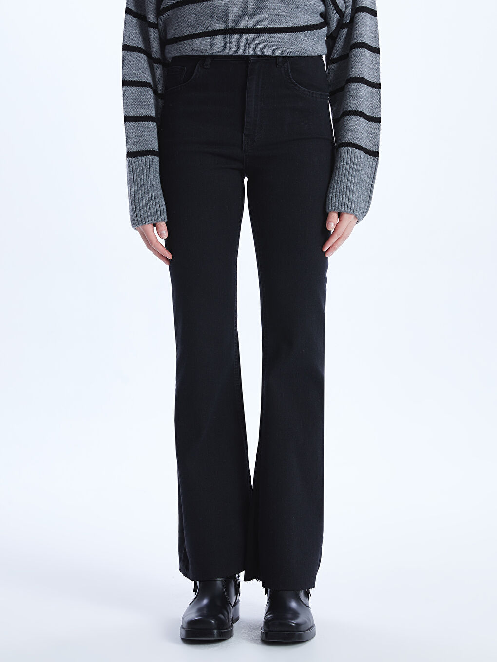 Siyah Mars Flare Kadın Jean Pantolon-2