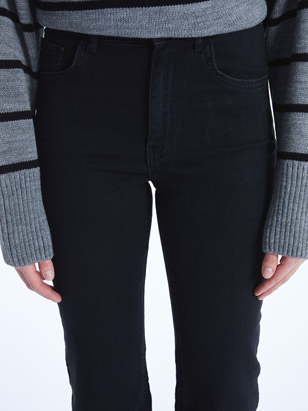 Siyah Mars Flare Kadın Jean Pantolon-4