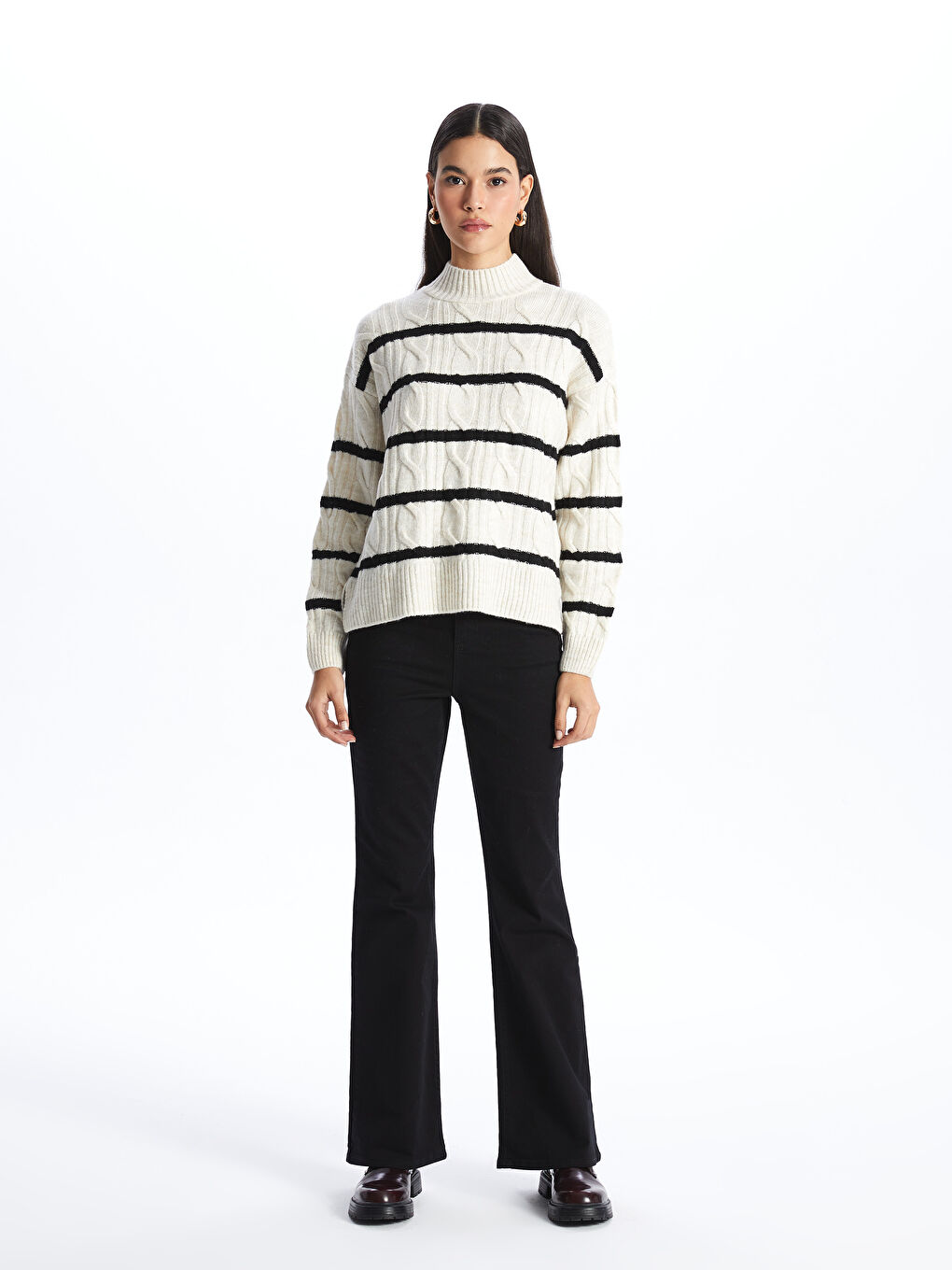 Siyah Mars Flare Kadın Jean Pantolon-1