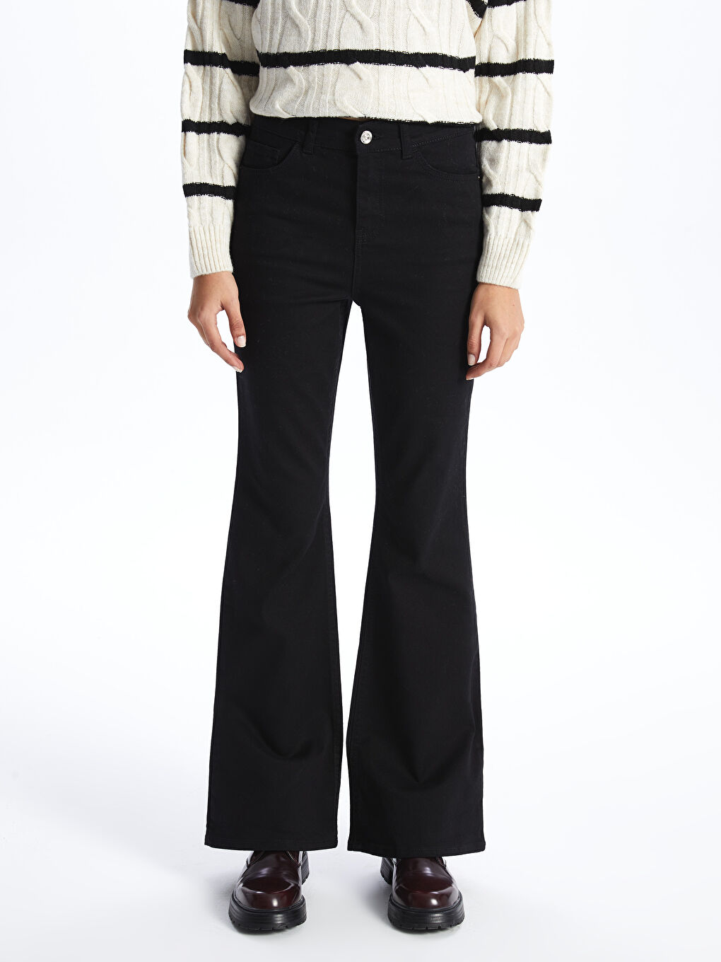 Siyah Mars Flare Kadın Jean Pantolon-2