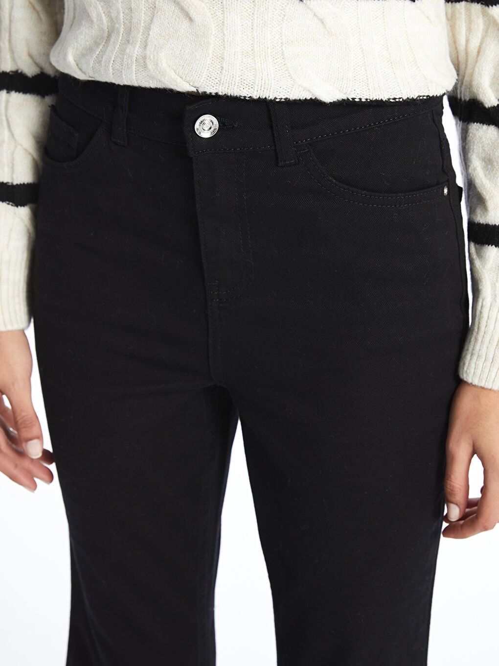Siyah Mars Flare Kadın Jean Pantolon-4