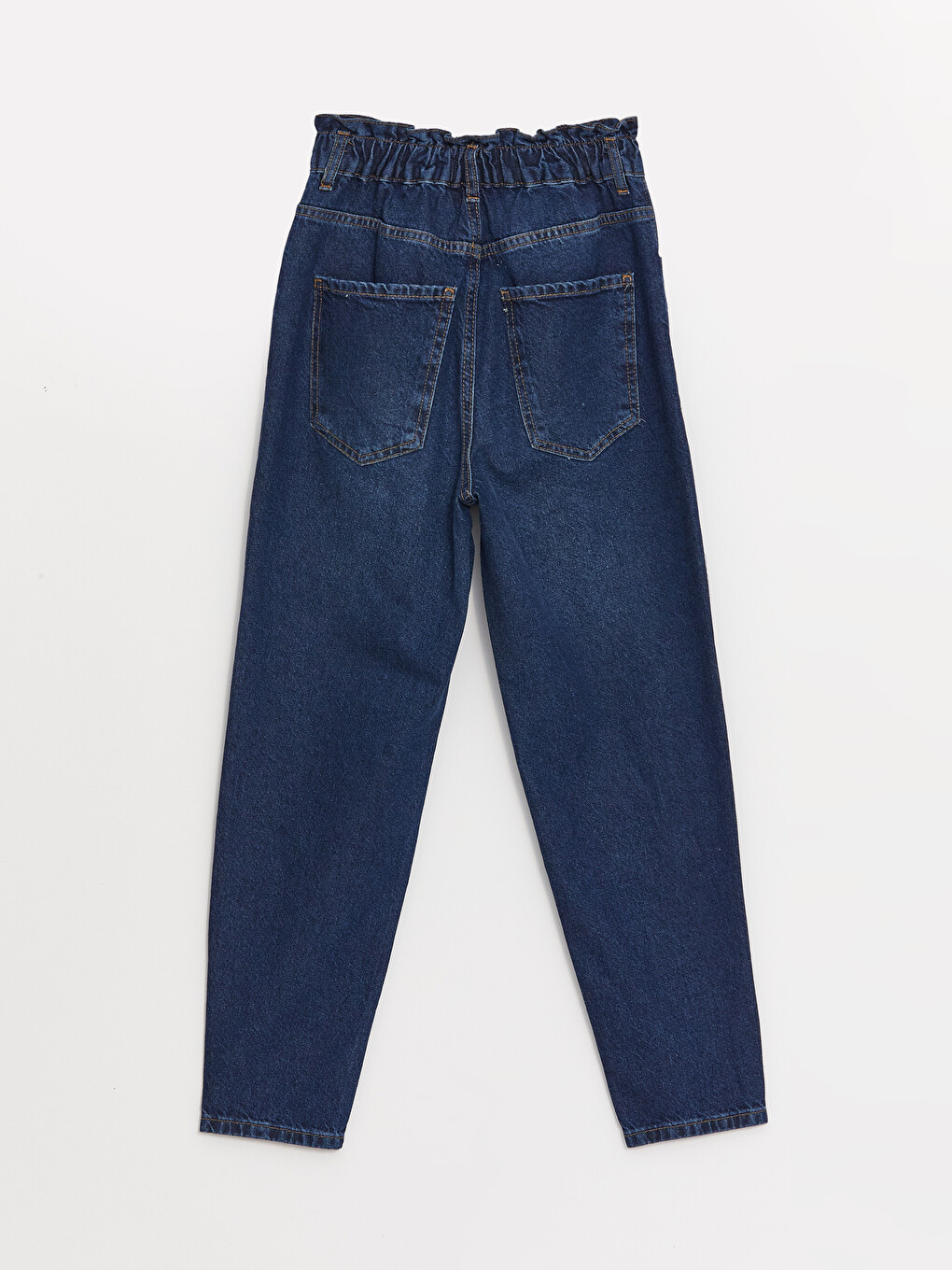 İndigo Beli Lastikli Slouchy Fit Kadın Jean Pantolon-6