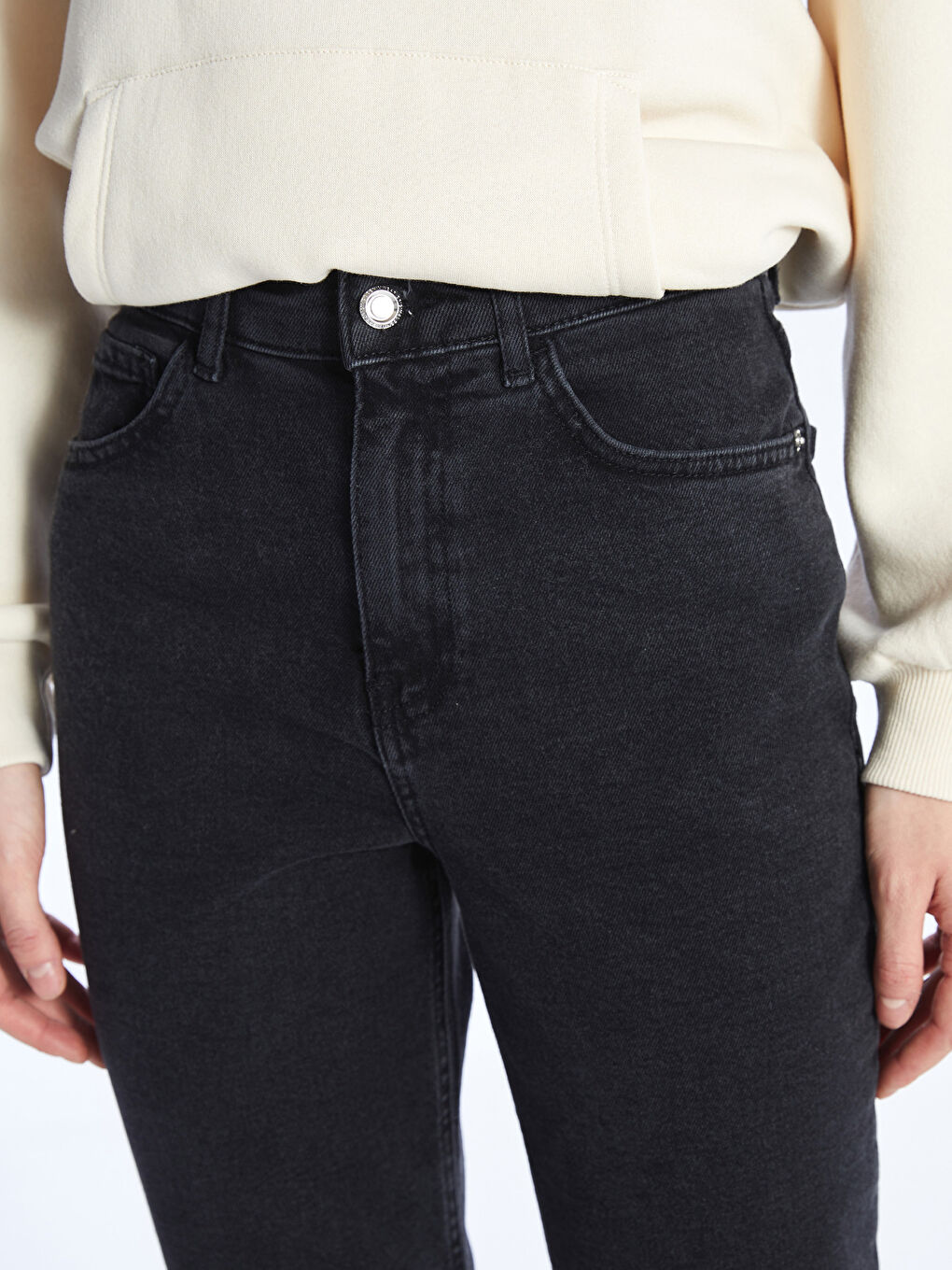 Siyah Mom Fit Kadın Jean Pantolon-2