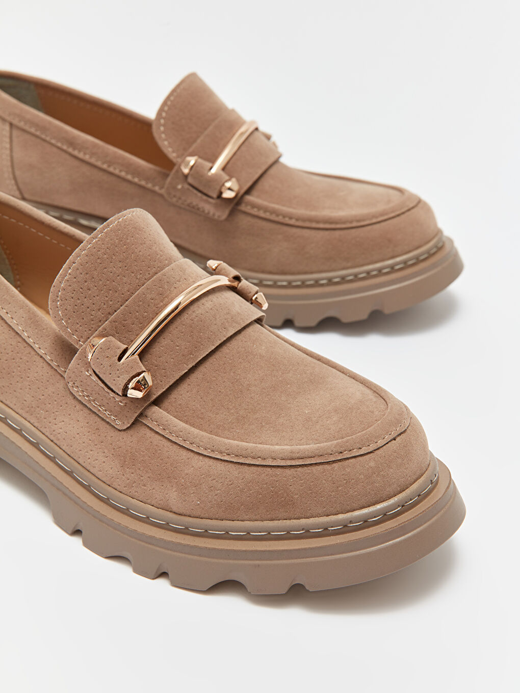 Kahverengi Süet Görünümlü Kadın Loafer Ayakkabı-2