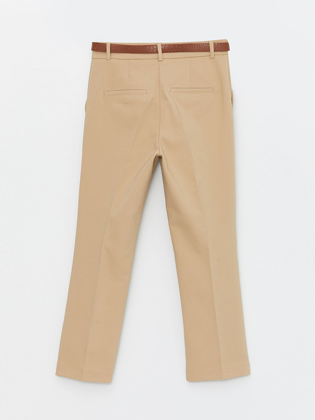 Bej Beli Kemerli Havuç Kesim Kadın Pantolon-6