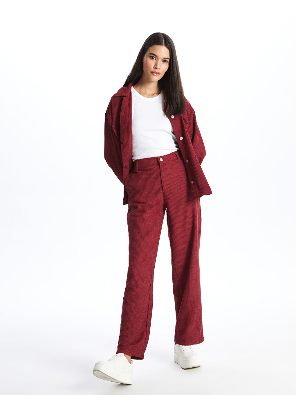 LCW Vision Bordo Kadın Dar Fit Düz Pantolon - 1