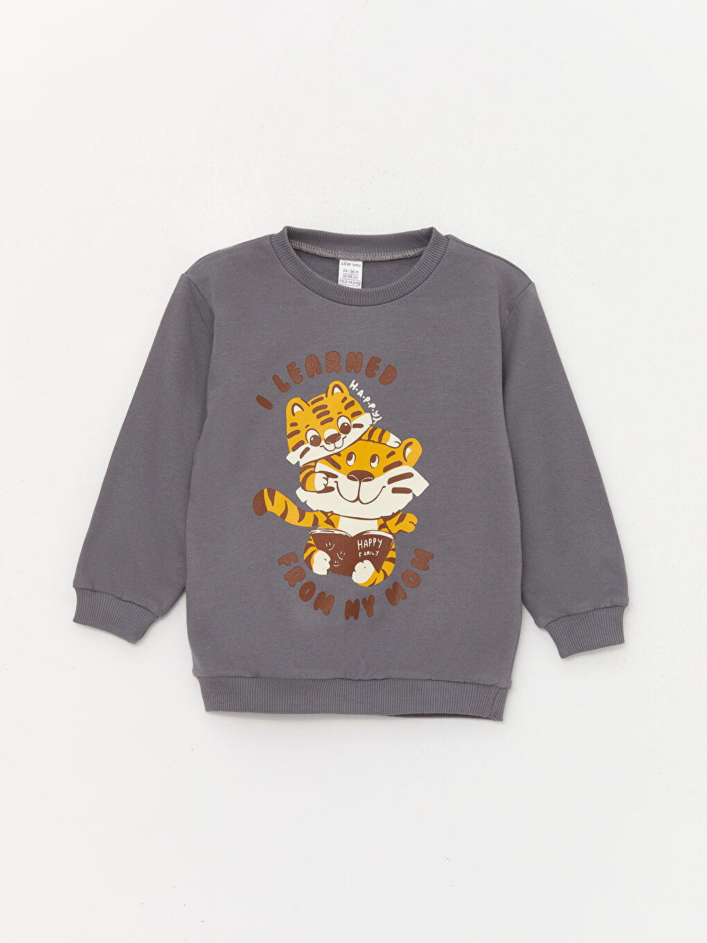 LCW baby Açık Gri Bisiklet Yaka Uzun Kollu Baskılı Erkek Bebek Sweatshirt 2'li - 4