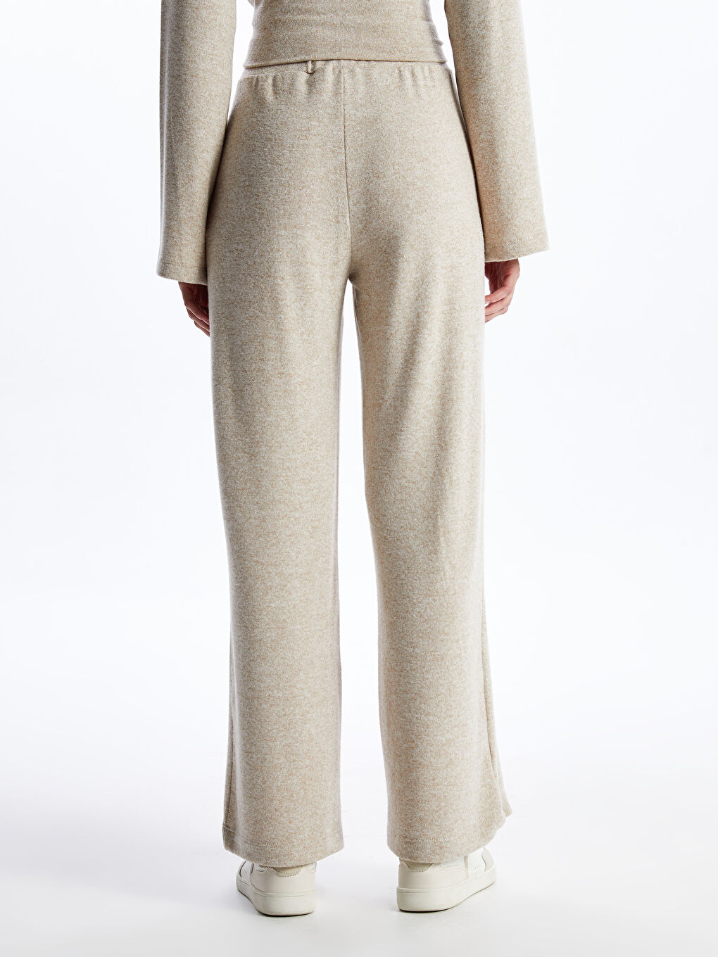 Bej Kadın Beli Lastikli Düz Eşofman Altı-3