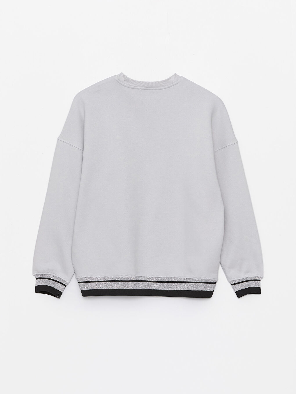 LCW Vision Açık Gri Bisiklet Yaka Oversize Kadın Sweatshirt - 5