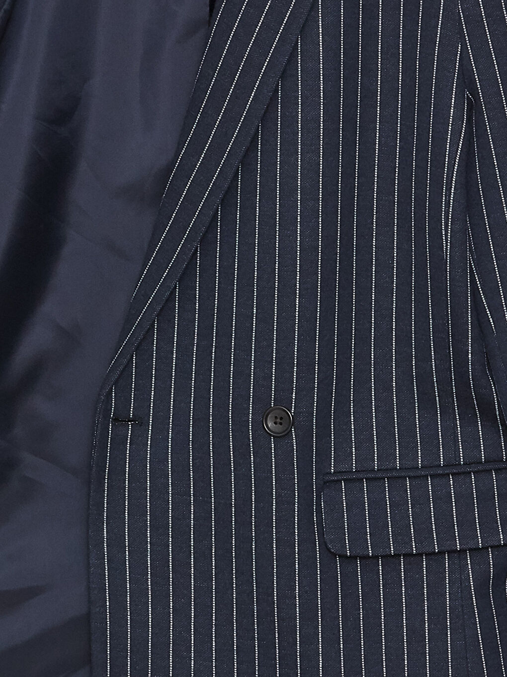 Lacivert Çizgili Uzun Kollu Kadın Blazer Ceket-7