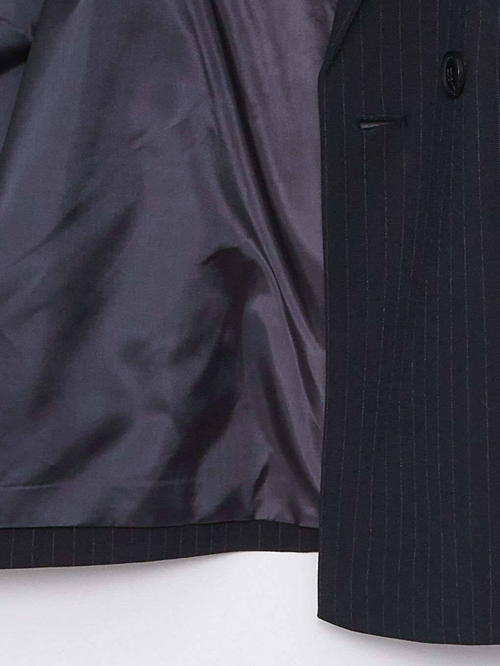 Lacivert Çizgili Uzun Kollu Kadın Blazer Ceket-7