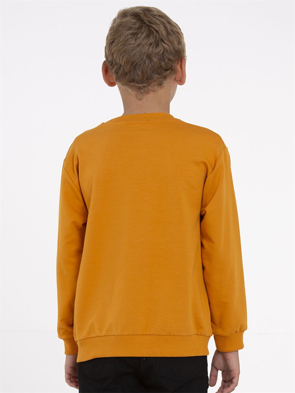 Kahverengi Bisiklet Yaka Baskılı Uzun Kollu Erkek Çocuk Sweatshirt-3