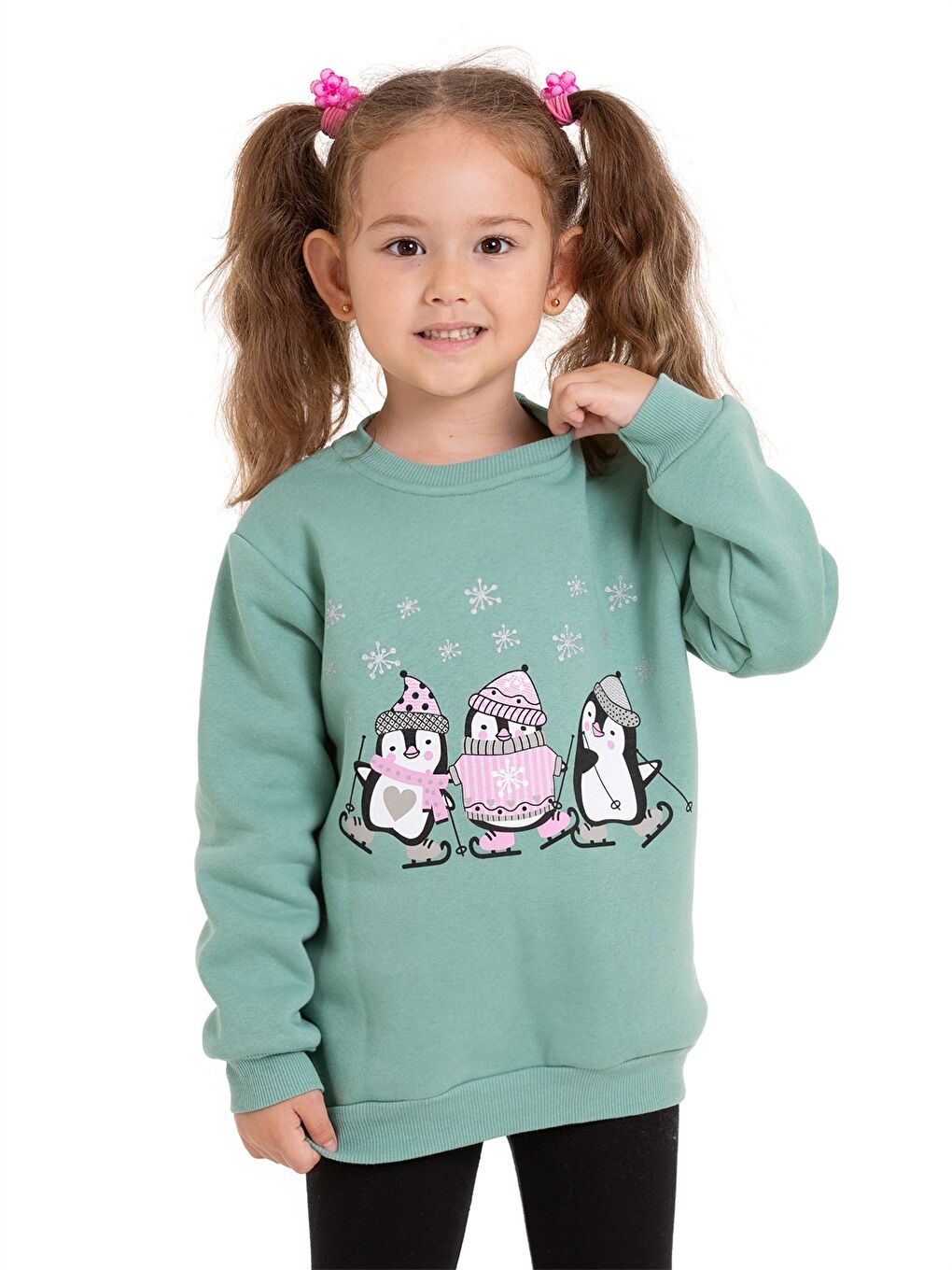 Myhanne Yeşil Bisiklet Yaka Uzun Kollu Kız Bebek Sweatshirt