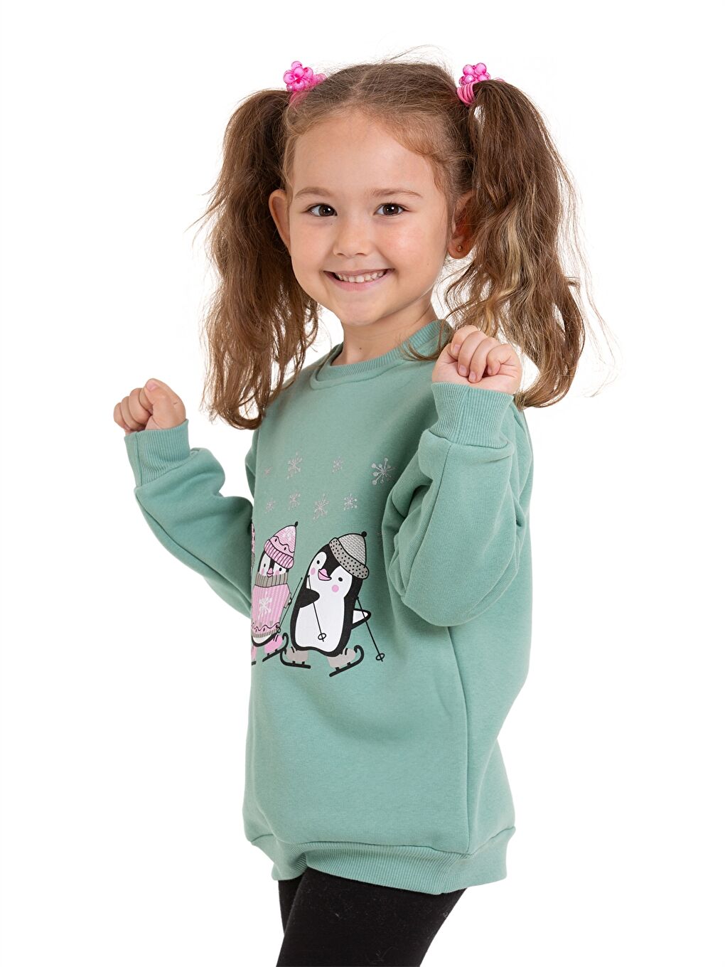 Myhanne Yeşil Bisiklet Yaka Uzun Kollu Kız Bebek Sweatshirt - 2