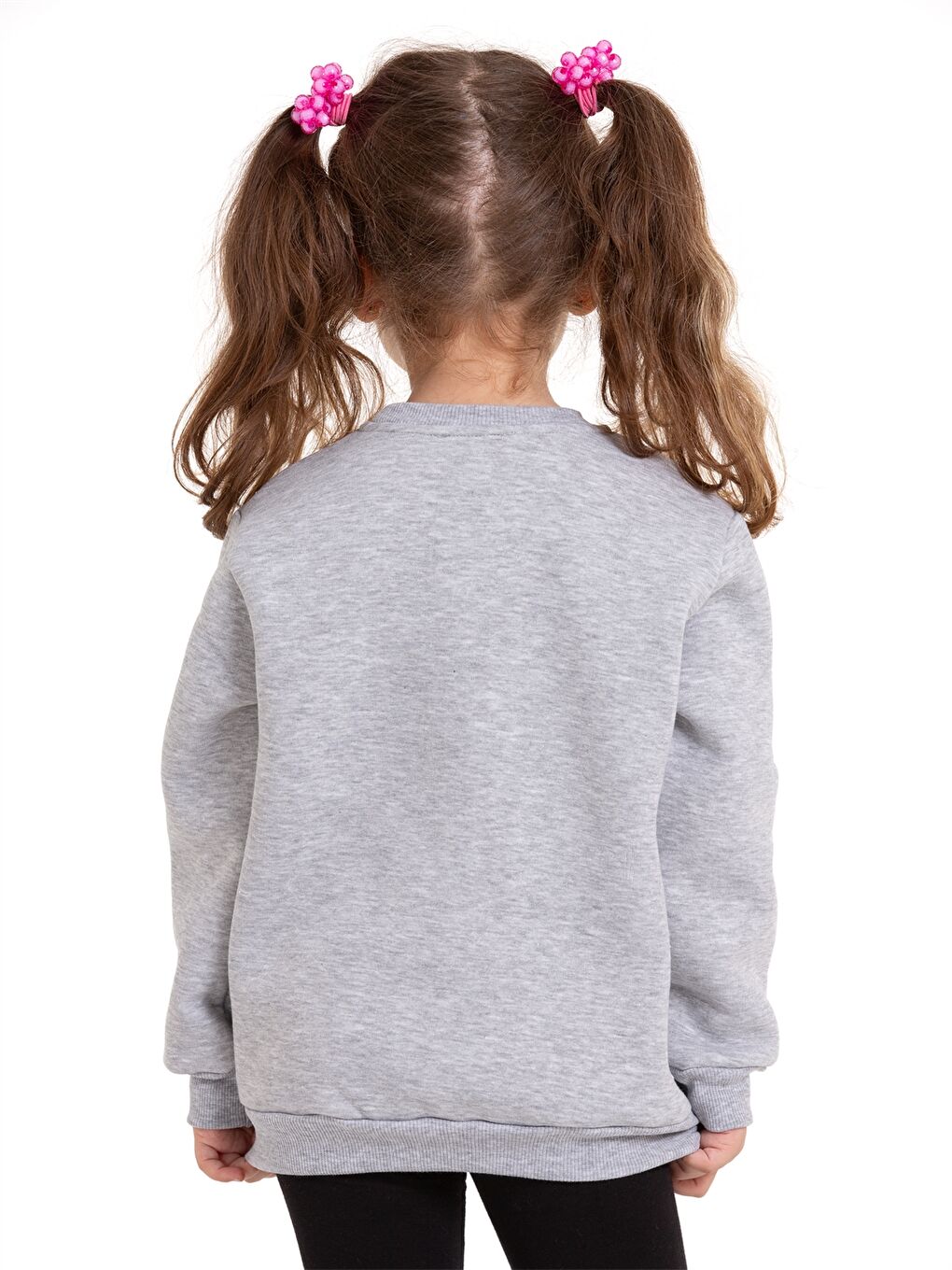 Gri Bisiklet Yaka Uzun Kollu Kız Bebek Sweatshirt-4