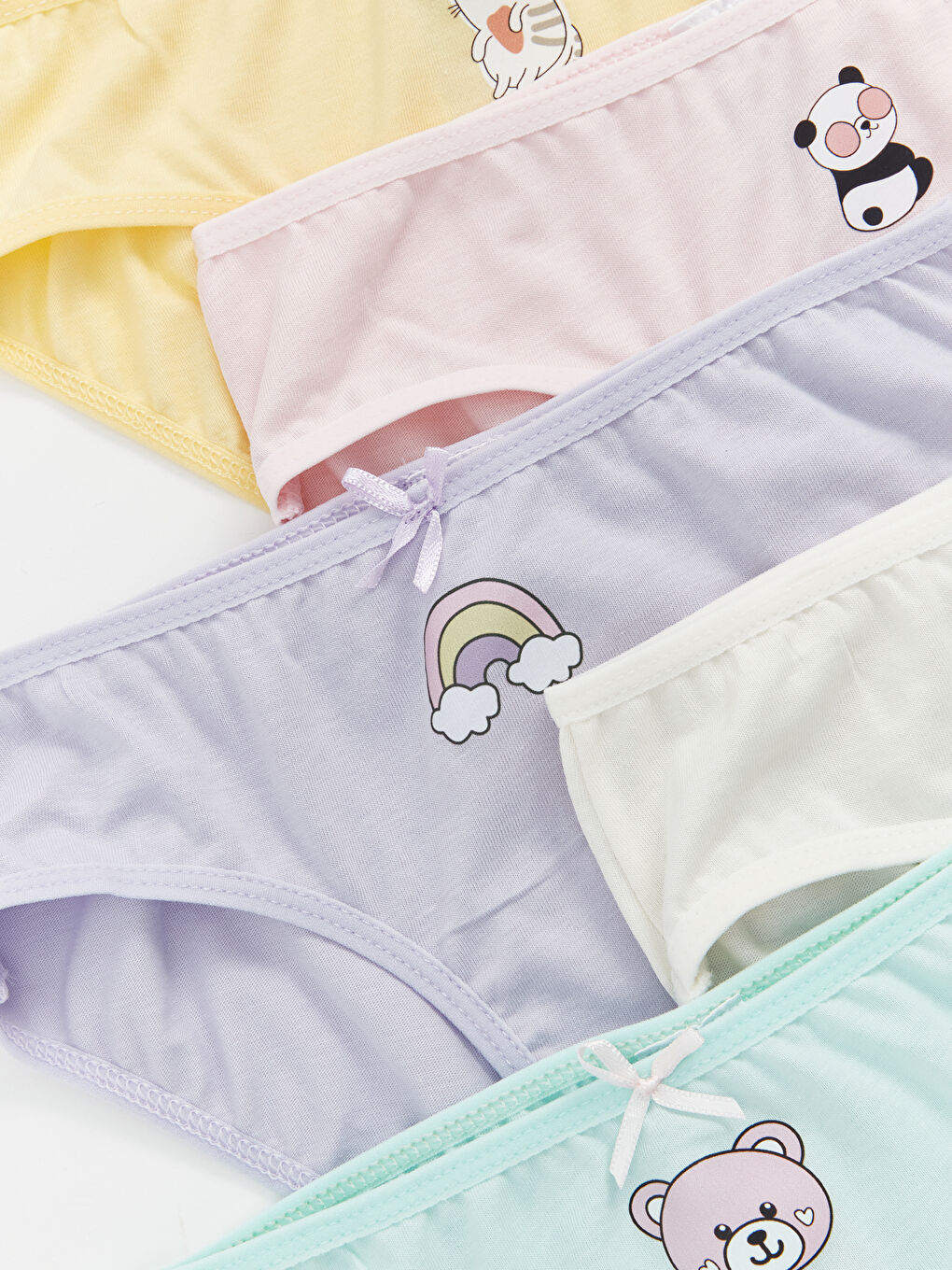 Turkuaz Baskılı Pamuklu Kız Çocuk Külot 5'li-1